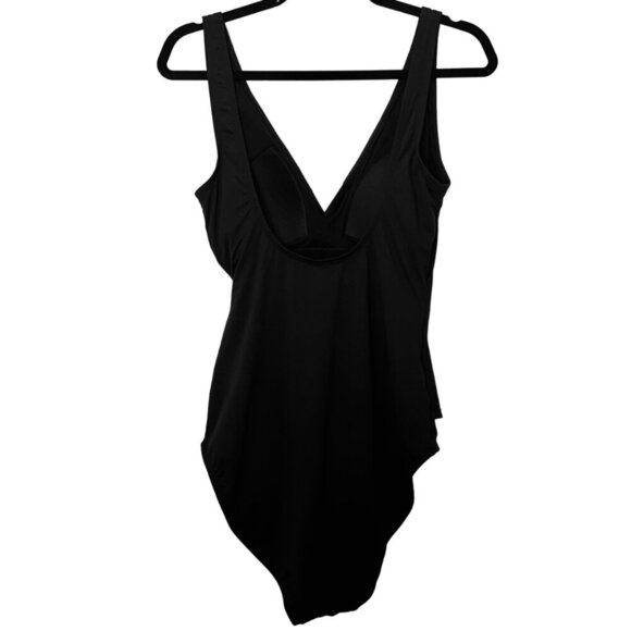 Tommy Bahama Pearl Clara Wrap One Piece Swimsuit Black Size 12 Tummy Control - Picture 4 of 12